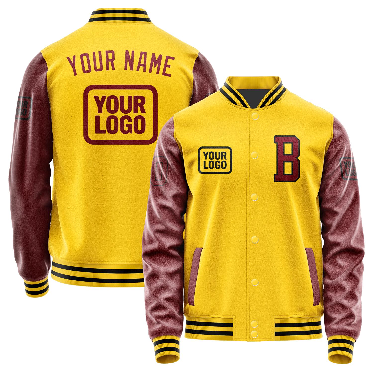 Maßgeschneidertes Gold Karmesinrot Jacke JA303015301717151517