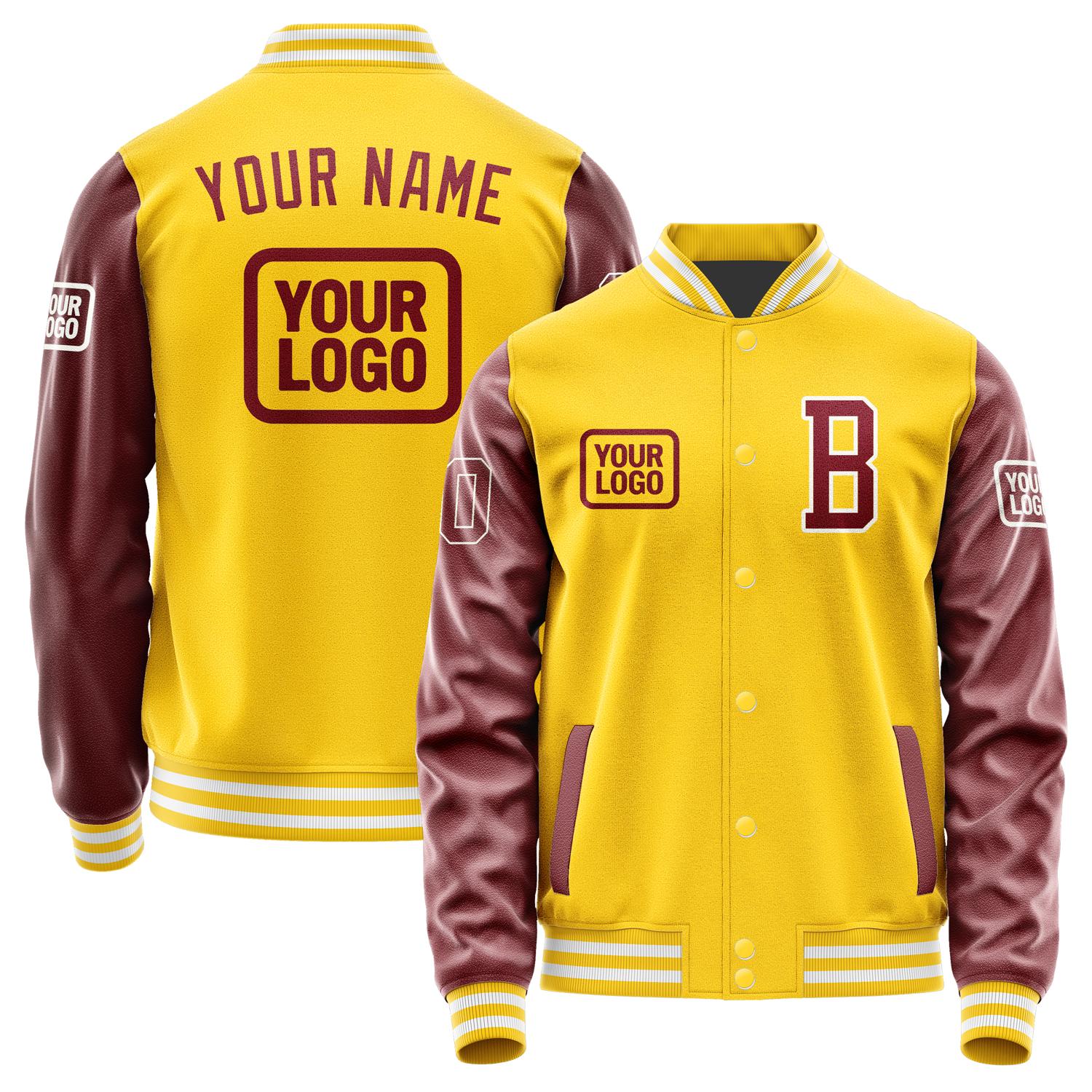 Maßgeschneidertes Gold Karmesinrot Jacke JA303015301818151518